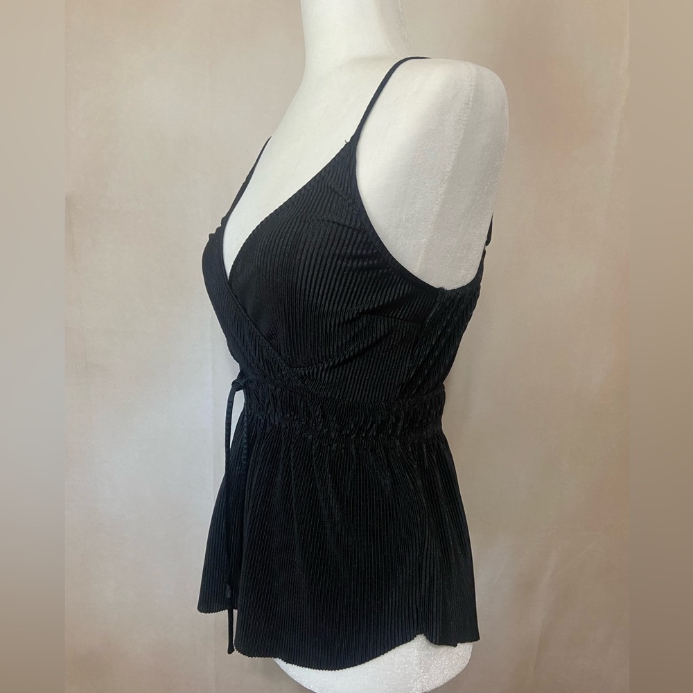Abercrombie & Fitch pleated tie waist v neck peplum slinky tank size XS EUC - Picture 3 of 6